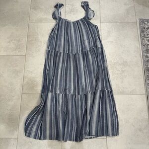 Ecothreads Blue Tiered Striped Dress